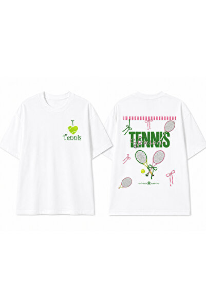 VODEXA Unisex Oversize Tennis Printed T-Shirt 100% Cotton Tennis Themed Comfo...