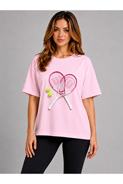 VODEXA Μπλουζάκι Unisex Oversize με στάμπα τένις, 100% βαμβάκι, με θέμα το τέ...