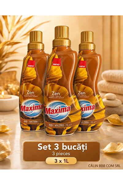 Sano Комплект 3 броя Maxima Zen, Ултра-концентриран ароматизиран омекотител з...