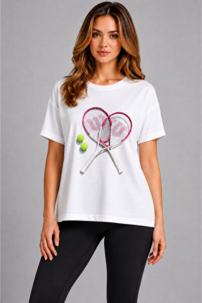 VODEXA Μπλουζάκι Unisex Oversize με στάμπα τένις, 100% βαμβάκι, με θέμα το τέ...