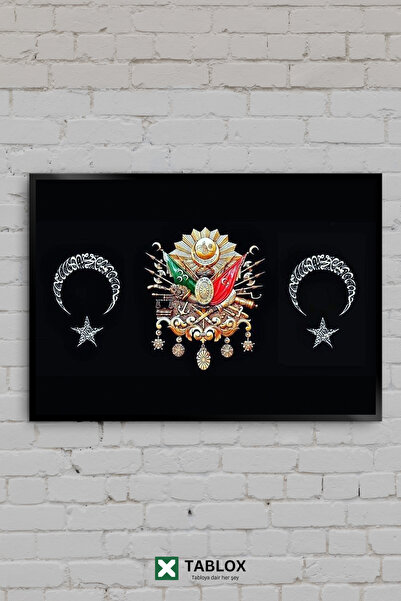 TABLOX Stema Statului Otoman, Lună, Stea, Semilună, Tugra, Tablou decorativ î...