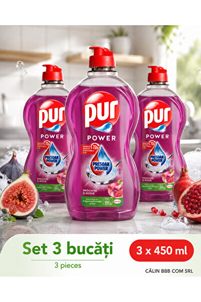 Pür Set 3 x PUR Power Smochine și Rodie, detergent de vase, 3 x 450 ml