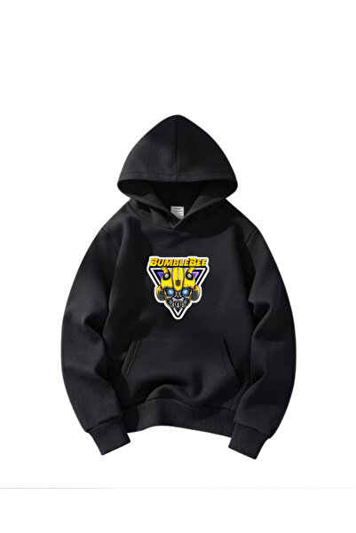 haha Oversize Hooded Bumblebee Printed Sweatshirt for Kids