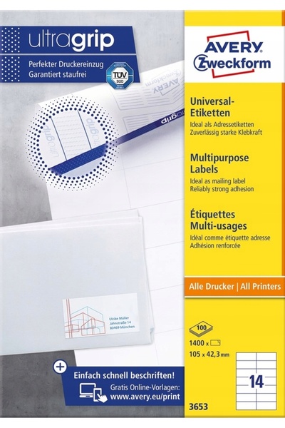 Avery Zweckform Etichete autoadezive A4 AVERY [100] 105/42.3
