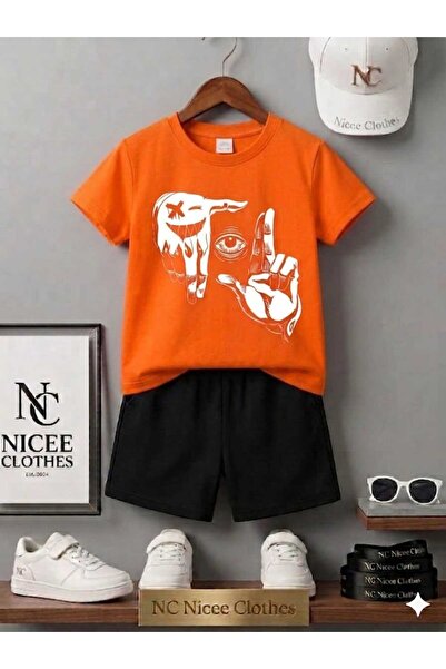 Leto Lykia Summer Children's T-Shirt Shorts Unisex (White with Eye Print on t...