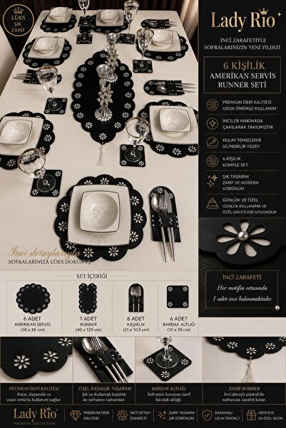 Lady Rio American Servi̇s,Supla,Runner,6-Person Leather Presentation Set,Pear...