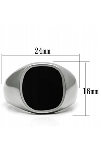 NO BRAND Sygnet bărbătesc argintiu negru Black Hole mărimea 19 20 21 oțel chi...