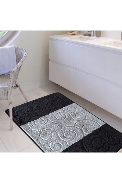 NO BRAND Covoraș de baie cu decupaj pentru toaletă, negru, set 50cmx80cm, 4 b...