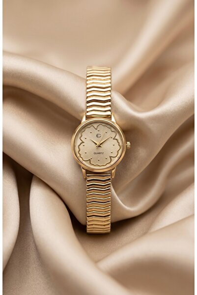 KLISHE Women's Steel Watch Gold Color Flower Dial Luxury Vintage Watch Classi...