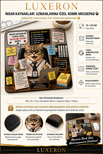 İnsan Kaynaklarına Özel Komik Mousepad - 19x23 Cm Kaymaz Kauçuk Taban - İK-005