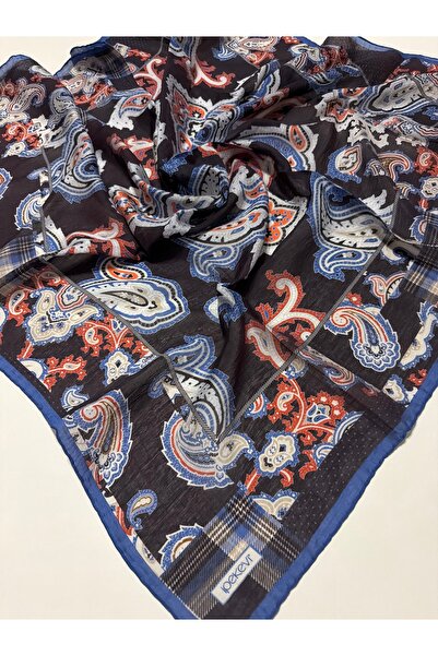 ipekevi Summer Season Tensoft Scarf Patchwork Patterned Black Blue