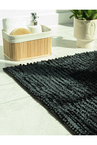 NO BRAND Covorașe de baie moi, antiderapante, set 2 piese, chenille, negru, Loft