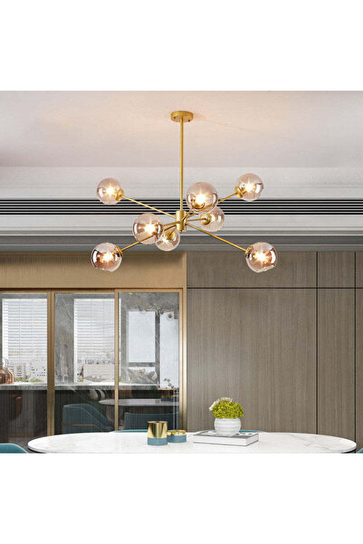 RFAN Chandelier RFAN, Model 8328/8GD, With 8 Shades, Gold