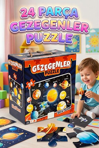 Tıfıl Toys 24 Piece Space Themed 50X70Cm Planets Puzzle Educational and Fun C...