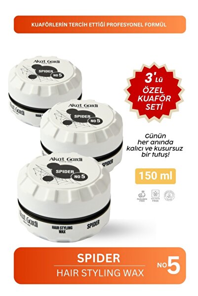 Akat Gardi Saç Şekillendirici Wax Spider 150Ml.No:5.3'Lü Özel Set
