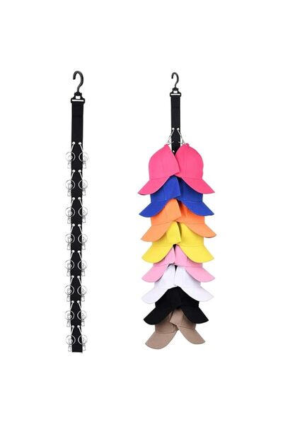 Generic X spring Cap Rack, Black Hat Organizer with 16 Clips, Holds 16 Baseba...