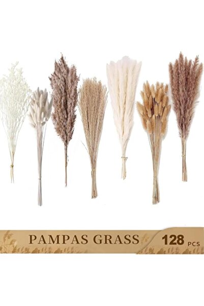 Generic ANTOLE Dried Pampas Grass Decor,128PCS Dry Pampas Grass with Bunny Ta...