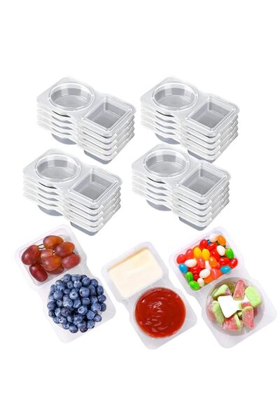 Generic YelaJoy 20pcs Double Compartment Condiment Container Reusable Snack C...