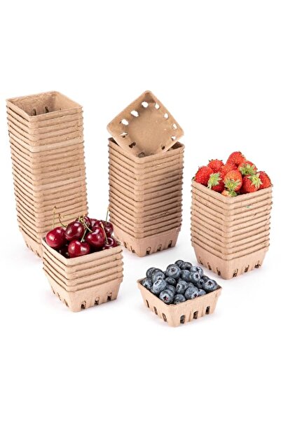 Generic Tazweeq 60Pcs Pulp Fiber Berry Basket, Molded Containers Vented for F...