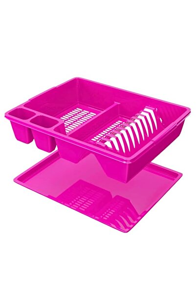Generic FEELINGS Plastic Dish Drainer with Tray, Pink, Compact Kitchen Drying...