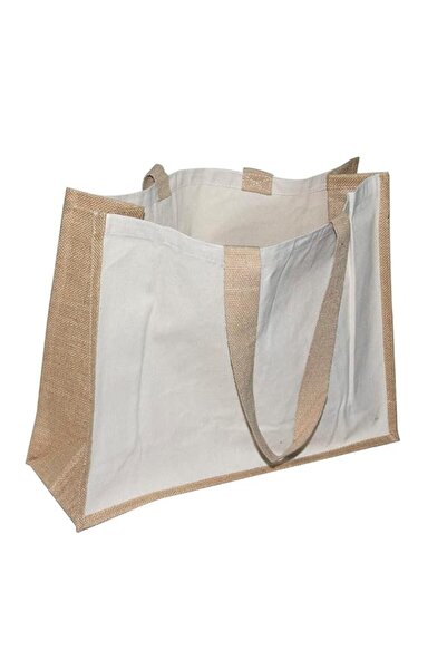 Generic IN.HOUSE Jute Canvas Shopping Tote Bag With Handles 38x50x18cm Jute G...