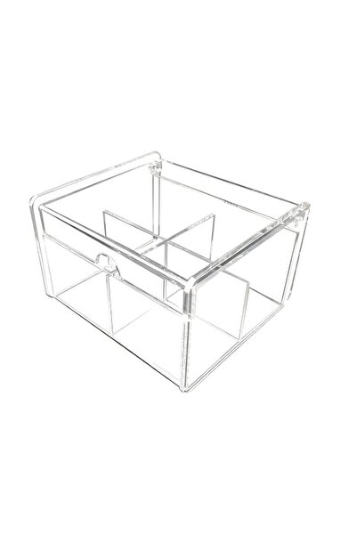 Generic Clear Lid Stationery Organizer Box with 4 Compartments for Kitchen, C...