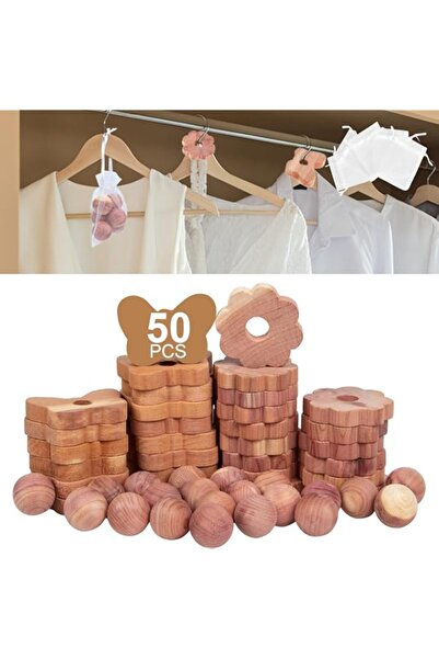Generic 50 Pack Moth Repellent Cedar Blocks, 100% Natural Cedar Balls Hangers...