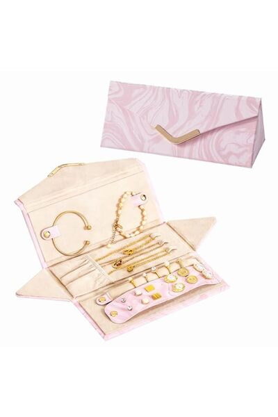 Generic Brand Tazweeq Small Travel Jewelry Case for Women Girls, Triangle Jew...
