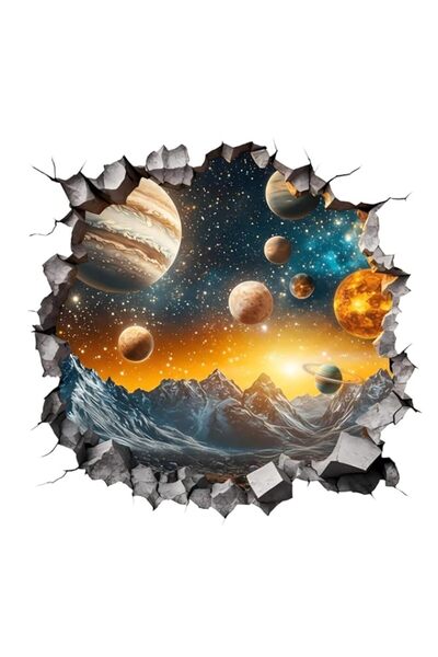 Generic Brand 2Pcs Space Planet Wall Stickers Decals, Removable Solar System ...