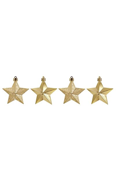 Generic Brand 4-Pack 8cm Gold Mini Christmas Stars – Small Shatterproof Star ...