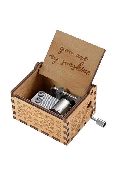 Generic Brand ELECDON Wood Hand Crank Engraved Vintage Wooden Music Box Weddi...
