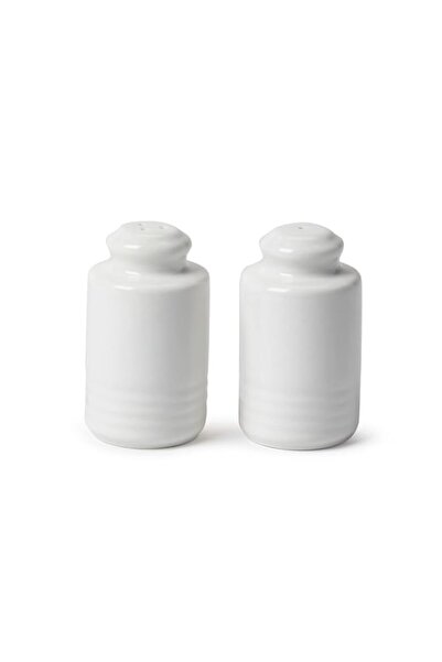 Generic Porcelain Cylindrical Salt And Pepper Set, Ivory