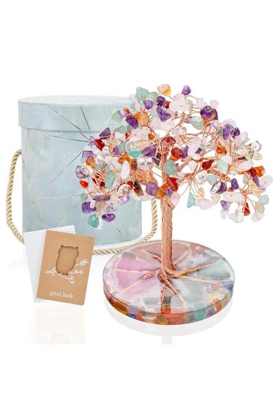 Generic Brand THE WHITE SHOP 7 Chakra Healing Crystals Stones Tree, Colorful ...