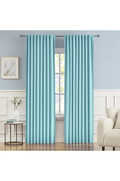 Generic Brand DUALIFE Aqua Color Kids Curtains for Bedroom Rod Pocket Back Ta...