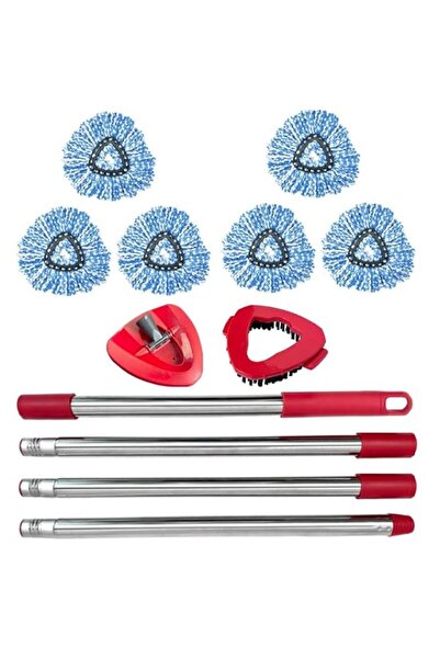 Generic URbazaar 9 Pcs Spin Mop Heads Replacement, Handle, Base & Scrub Brush...
