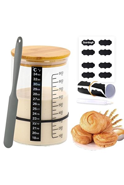 Generic Sourdough Starter Jar Kit, 900ml Wide Mouth Sour Dough Starter Contai...