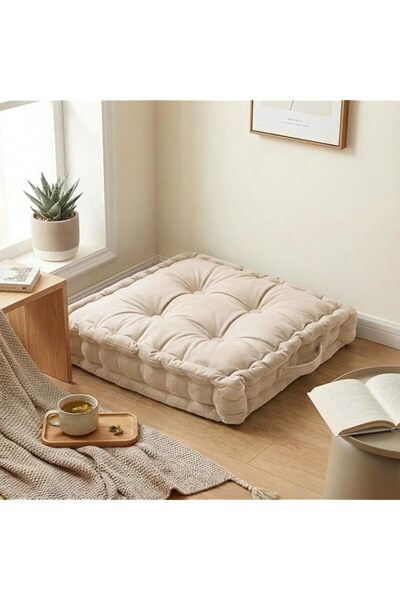 Generic Hcosmy Floor Cushion Pouf, Square Floor Pillow Seating Chenille Medit...