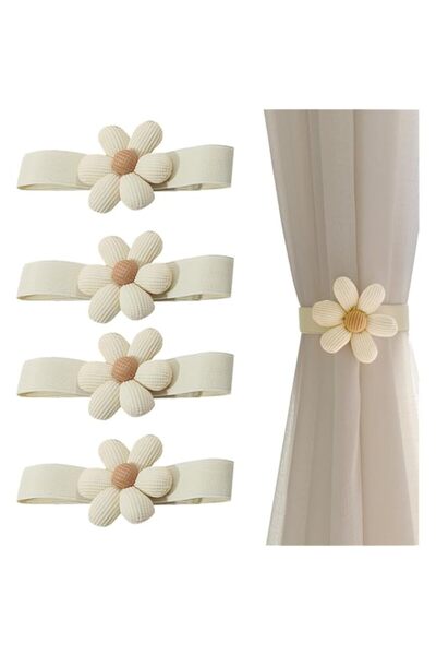Generic 4 Pieces Curtain Tie Backs Rope, Flower Tie Backs for Curtains, Creat...