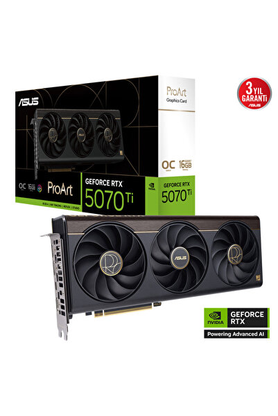 ASUS PROART-RTX5070TI-O16G, 16Gb, 256Bit, GDDR7, 1xHDMI, 2xDP, 1xType-C, GAMING Ekran Kartı