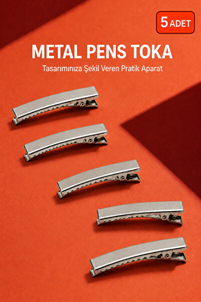 Otaru 5 Adet Metal Saç Tokası Pens Toka Timsah Klips Gümüş Renk El İşi Toka Y...