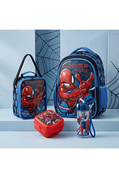 SPIDERMAN Premium Licensed School Bag Set: Primary School Bag + Lunch Box + W...