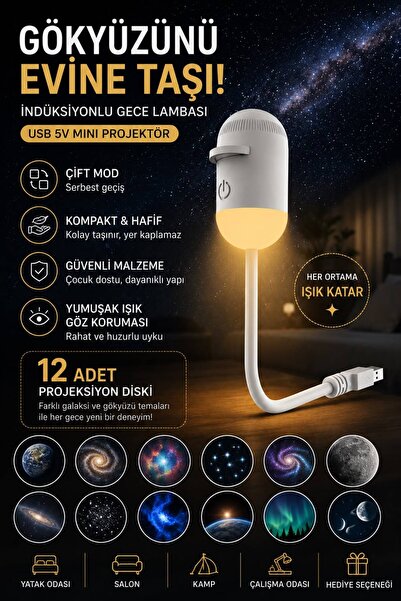 WUNİT 12 Farklı Seçenekli Tavan Projeksiyonu Gece Lambası