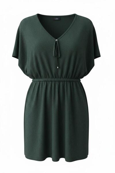 TooHot Women's Green V-Neck Mini Beach Dress
