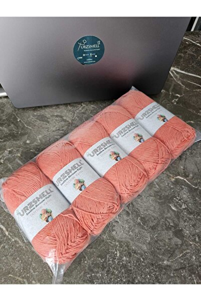 urzsmell خيط حياكة قطني 5 عبوات 500 جرام. برتقال (كمية 100 جرام، 200 متر مكعب)