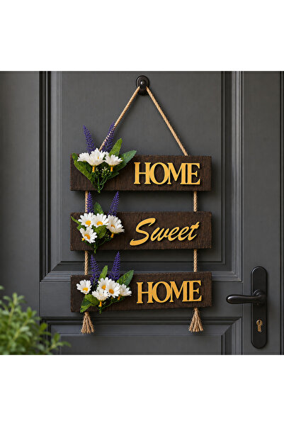 STDEKOR Papatya Çiçekli Home, Sweet, Home Kapı ve Duvar Süsü