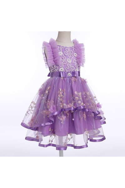 OEM Rochie de prințesă pentru fete, broderie florală, tul voluminos, asimetri...