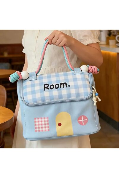 synshop Kawaii Blue House Room Geantă de machiaj cu model, de dimensiuni foar...
