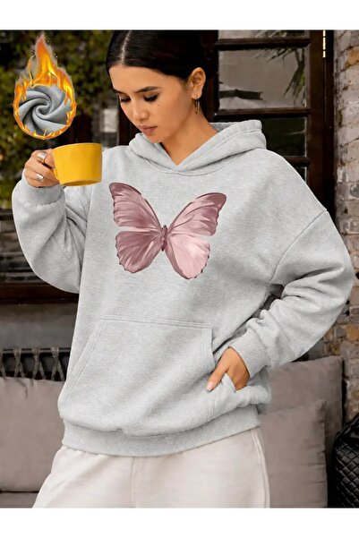 FUFLUNS Oversize Unisex Women'S/Men's Hooded Sweatshirt with Butterfly Front ...