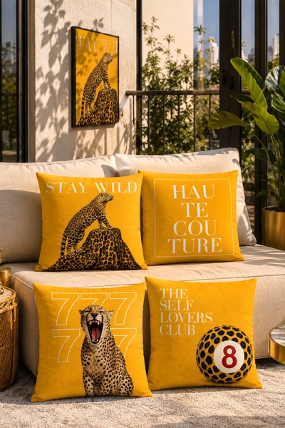 EVPANYA Wild Leopard Patterned 4-Piece Throw Pillow Cover Set