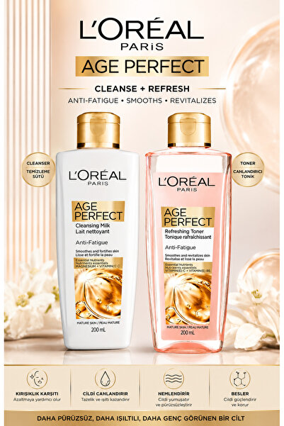 L'Oreal Paris Age Perfect Temizleme Sütü 200 Ml Ve Tonik 200 Ml 2’li Set